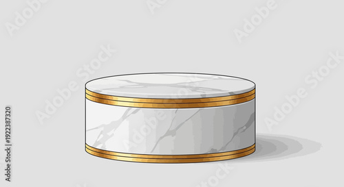 Luxury Marble Pedestal with Gold Trim, Product Display Stage