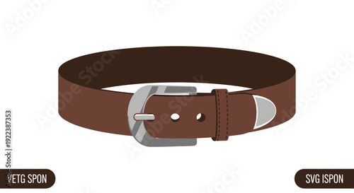 Brown Leather Belt with Silver Buckle Isolated on White
