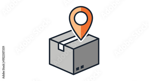 Delivery Box with Location Pin Icon, Shipping and Logistics Concept