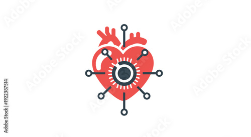 Red heart with gear inside.