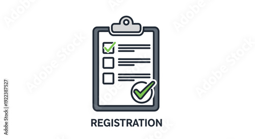 Registration form checklist clipboard icon.
