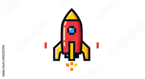 Rocket Ship Blasting Off into Space.