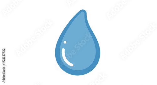 Single Blue Water Droplet Isolated.