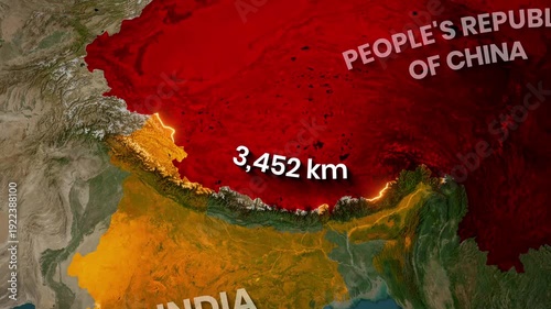 Wallpaper Mural China And India Border Highlight Map Animation on Asia Satellite View Torontodigital.ca