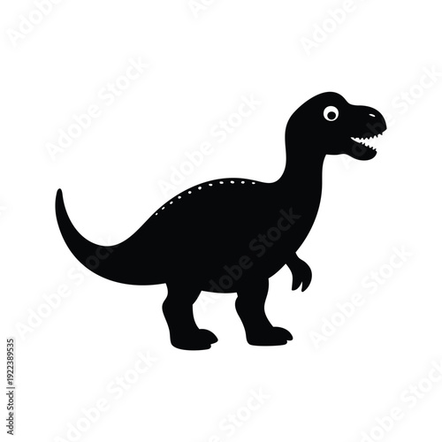Black and white dinosaur silhouette vector illustration with detailed body parts and simple design, toy dinosaur silhouette vector illustration