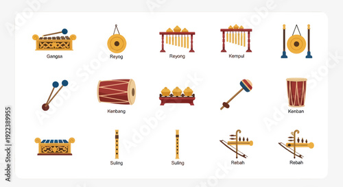 Indonesian Gamelan Musical Instruments Collection - Traditional Percussion & Wind