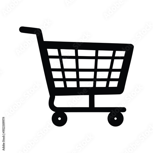 Shopping cart with wheels, simple and minimalist silhouette vector illustration, toy shopping cart silhouette vector illustration