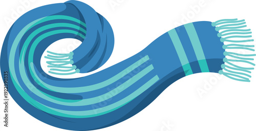 Warm Winter Scarf Vector Illustration with Striped Pattern and Soft Fabric Clothing Accessory for Cold Weather Fashion Design