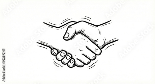 Hand drawn black and white handshake icon for Eid greeting and forgiveness