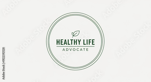 Healthy life advocate logo with green leaf on white background symbolizing wellness and nutrition