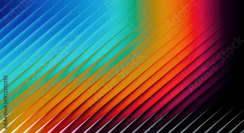 Obraz na płótnie Grainy ribbed vibrant rainbow gradient background with diagonal lines and subtle texture effect
