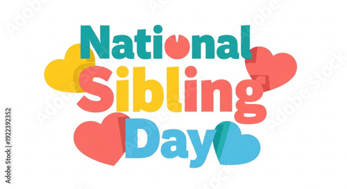 National sibling day colorful heart design for family bonding and celebration
