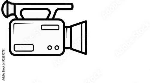 Stylized line drawing of a vintage video camera
