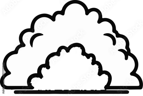 Stylized outline illustration of puffy clouds against a white background