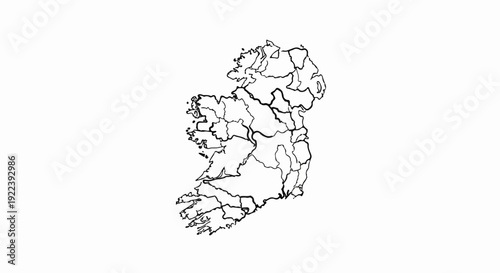 Stylized outline map of Ireland with county divisions