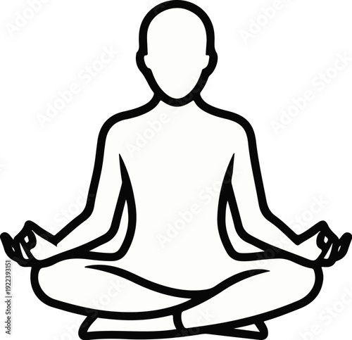 Stylized outline of a person meditating in a lotus pose