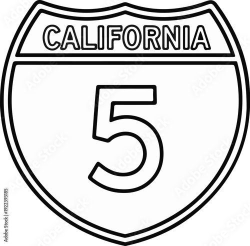 Stylized outline of a shield-shaped highway marker for Route 5