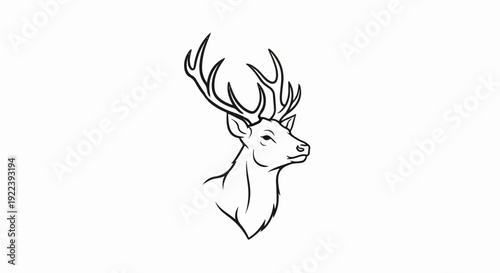 Stylized outline of a stag's head with large antlers