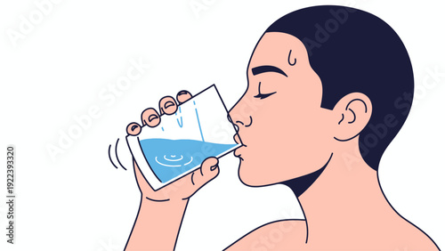 Person Drinking a Glass of Water Illustration
