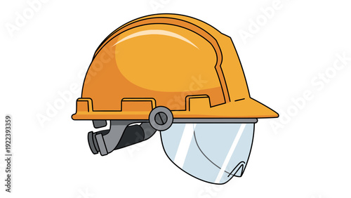 Yellow Industrial Safety Helmet with Transparent Face Shield