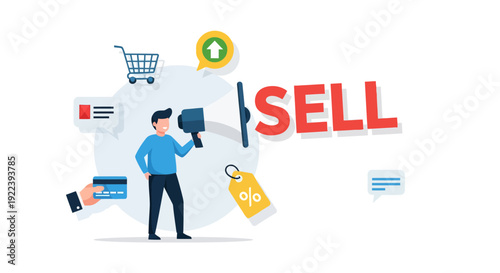 Online Sales and Marketing Promotion Concept Illustration