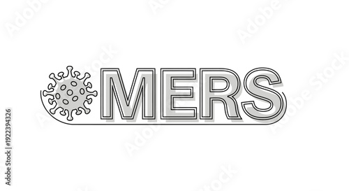 MERS Virus Disease Awareness Typography with Virus Icon.
