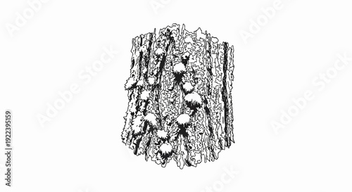 Textured tree bark illustration with circular growths