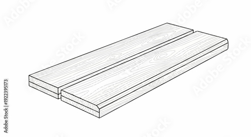 Two wooden planks with visible grain, rendered in a simple line art style
