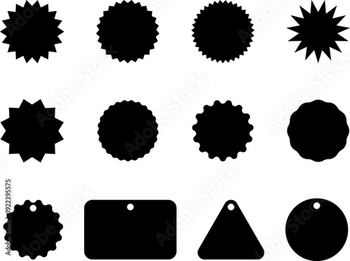 Discount labels, shortcut, special offer price tag, sale labels, discount sticker set. Shopping labels collection. Starburst red sticker set. Supermarket promotional badge. Promo stickers star edges