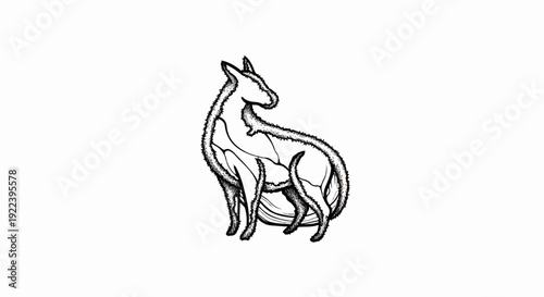 Stylized sketch of an animal with a textured outline