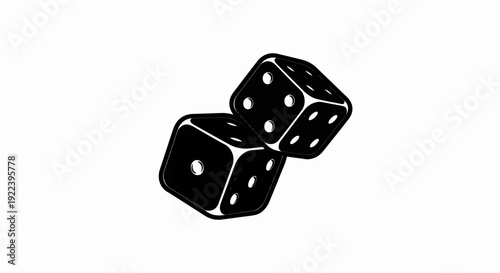 Two black dice with white pips are shown against a white background