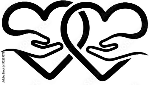 Two black hands forming hearts in abstract