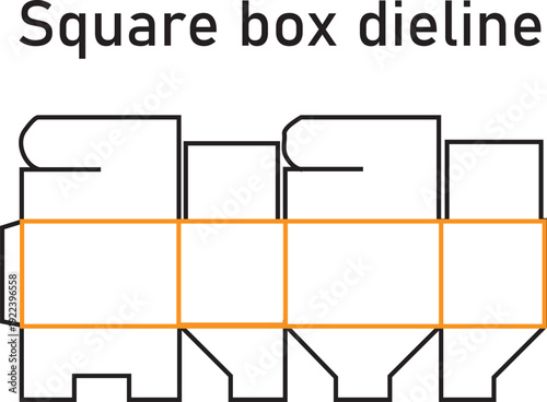 Technical half apron sewing pattern dieline with pocket and waist tie straps vector illustration template