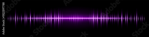 Horizontal white light waveform composition. Bright glowing line, vertical pulse spikes, radiant center, dark gradient backdrop, abstract audio signal atmosphere, luminous digital energy effect