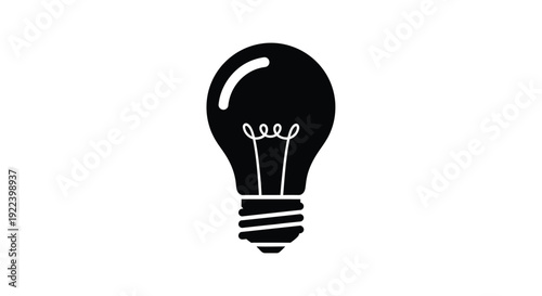A simple black silhouette of a traditional incandescent light bulb