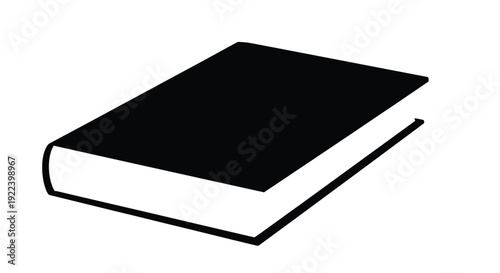 Simple black and white illustration of a closed book on a surface