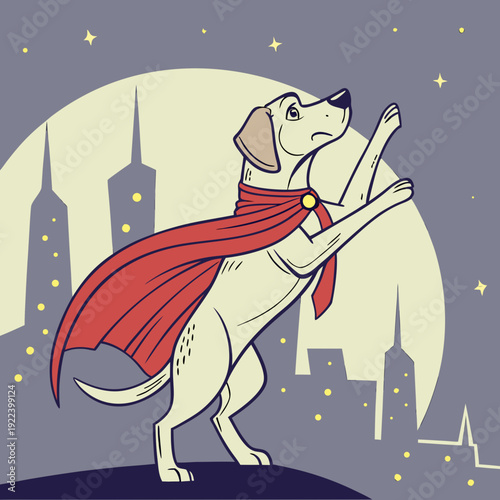 Superhero Dog Poses Proudly Over City Skyline