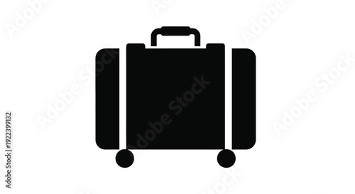 Simple black silhouette of a wheeled suitcase for travel and transport
