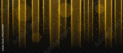 White vertical light curtain on transparent grid composition. Multiple glowing columns, scattered light dots, soft circular bokeh, subtle gradient fade, luminous illumination effect.
