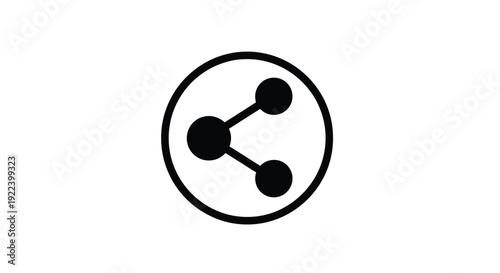 Simple black and white icon depicting a share symbol within a circle