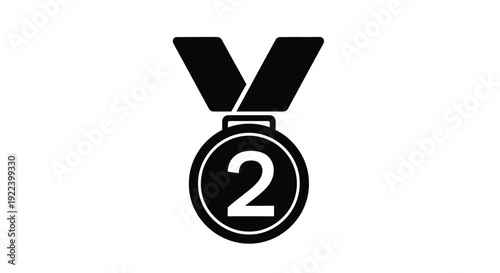A black silhouette of a second place medal with the number two