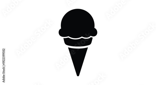 Simple black silhouette of a single scoop ice cream cone
