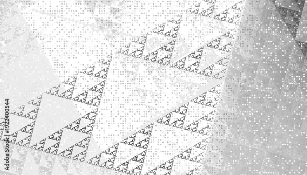 Obraz premium Abstract white and gray geometric banner with triangles shapes overlay background and halftone texture. Dot texture