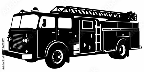 Mobile Crane and Fire Truck Ladder Silhouettes Vector Set