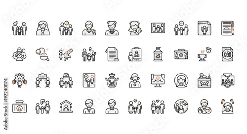 Diverse People Icons Set: Family, Business, Healthcare, Community, Technology