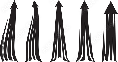 Black Arrows Pointing Upward in Various Stylized Forms Set