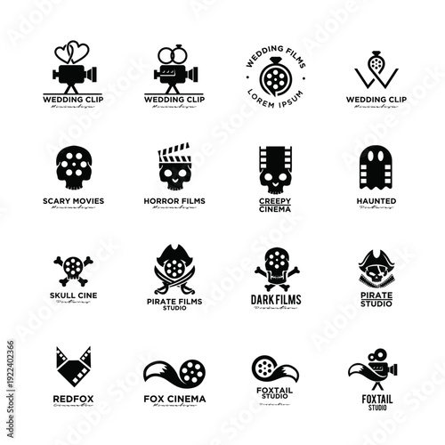 Collection of Minimalist Film and Cinema Production Logo Designs
