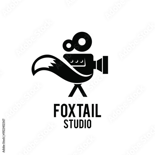 Foxtail Studio creative film camera logo with fox tail design, minimalist video production branding icon