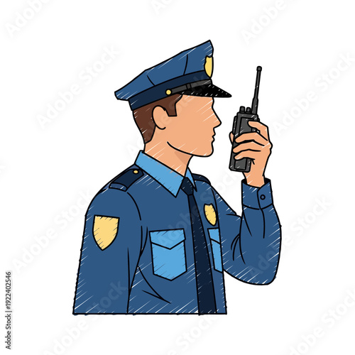 Police Officer Talking on Radio