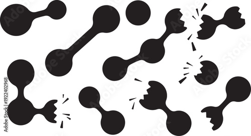 Broken bone silhouettes on white background for medical concepts